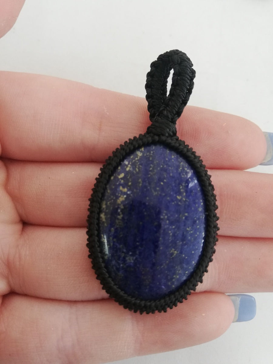 Macrame Pendant - Lapis Lazuli Macrame Pendant - Lapis Lazuli